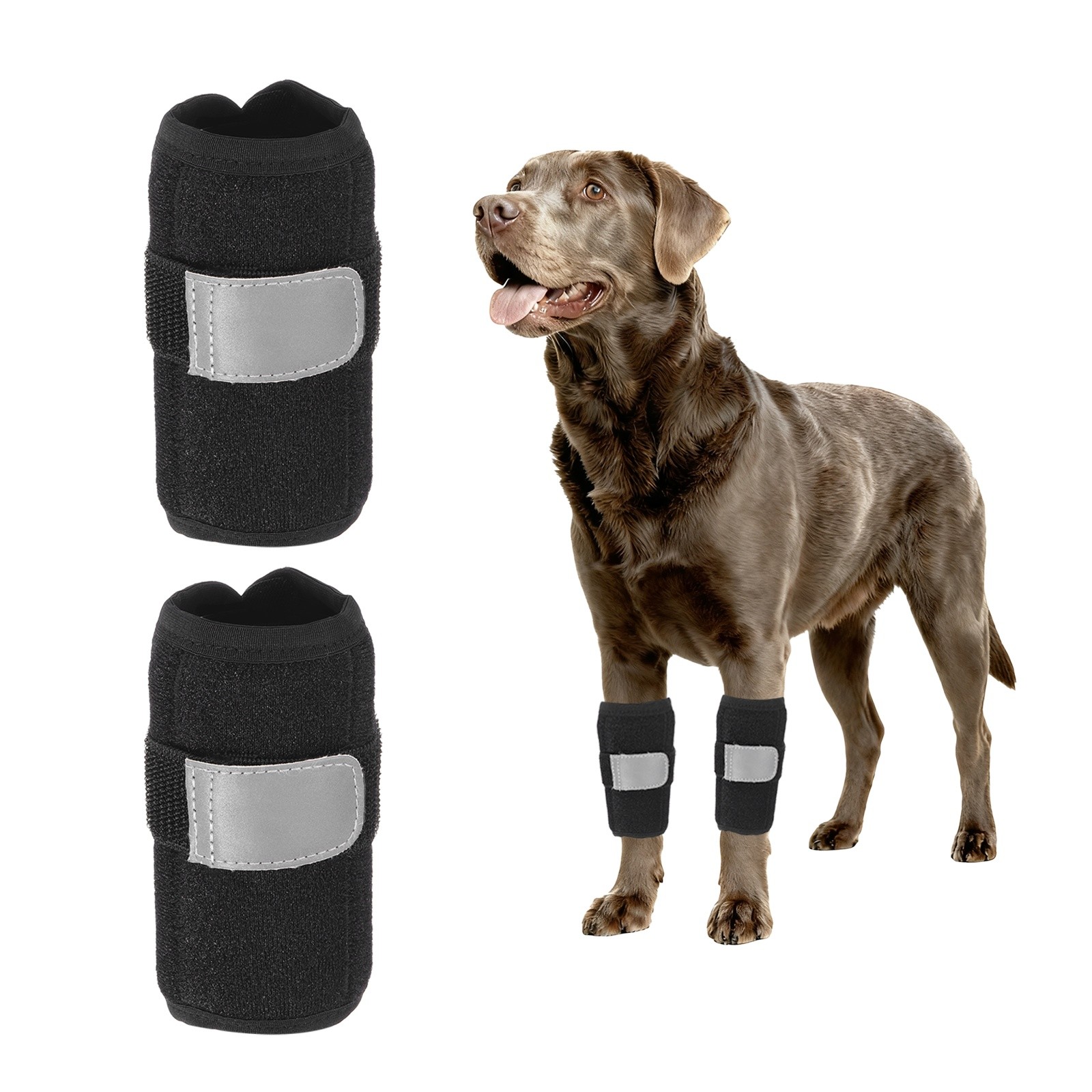 Dog Leg Brace for Front Leg with Metal Strips S Polyester 2Pcs