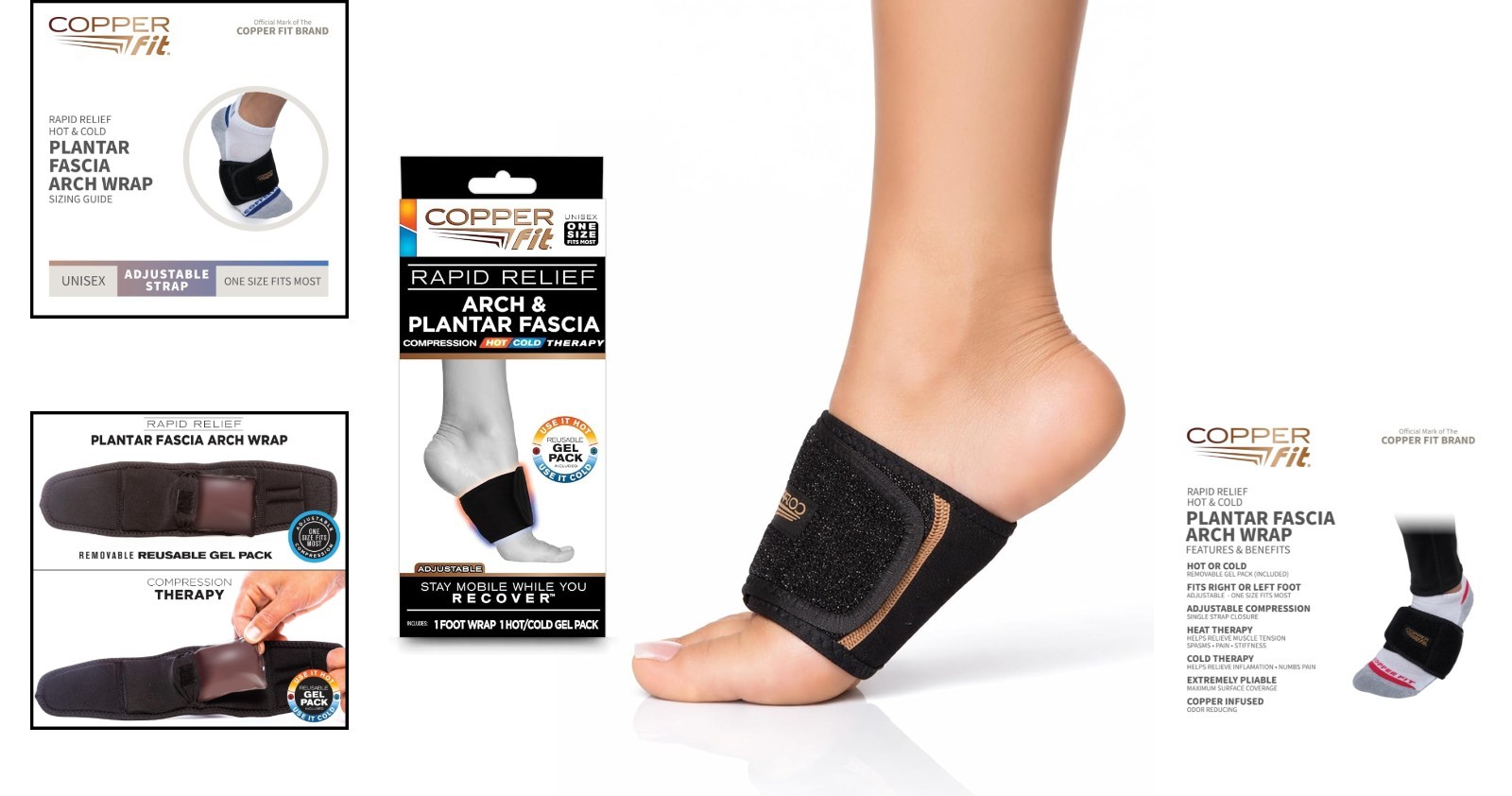 Hot/Cold Therapy Foot Wrap for Plantar Fasciitis, Adjustable & Comfortable