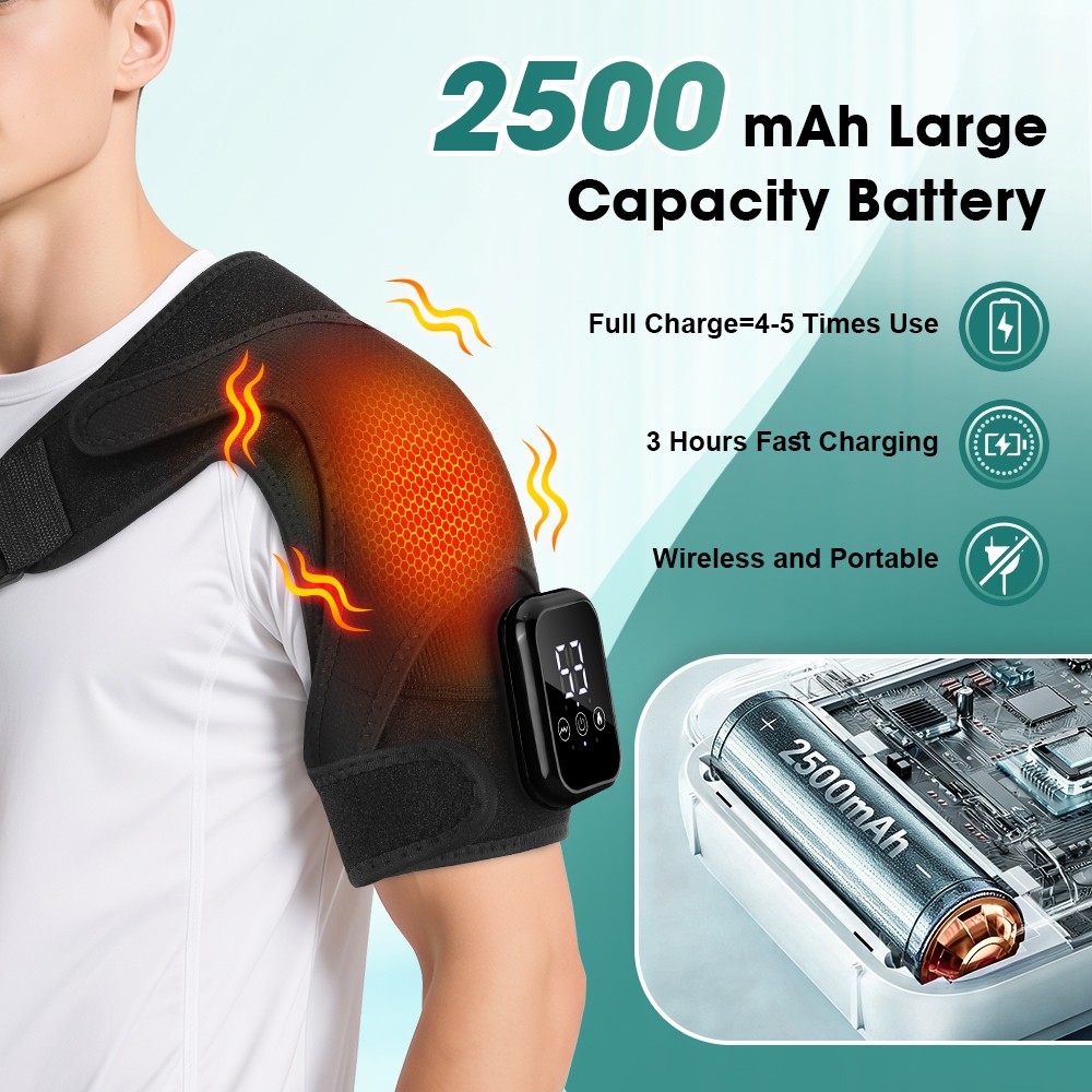Heating Vibration Shoulder Wrap Electric Cordless Vibration Massage Heated Brace