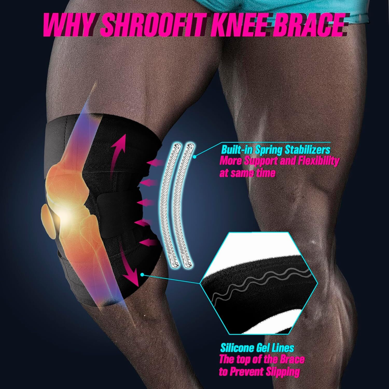 Knee Brace Compression Sleeve Support Sport Joint Arthritis Patella Stabilizer/