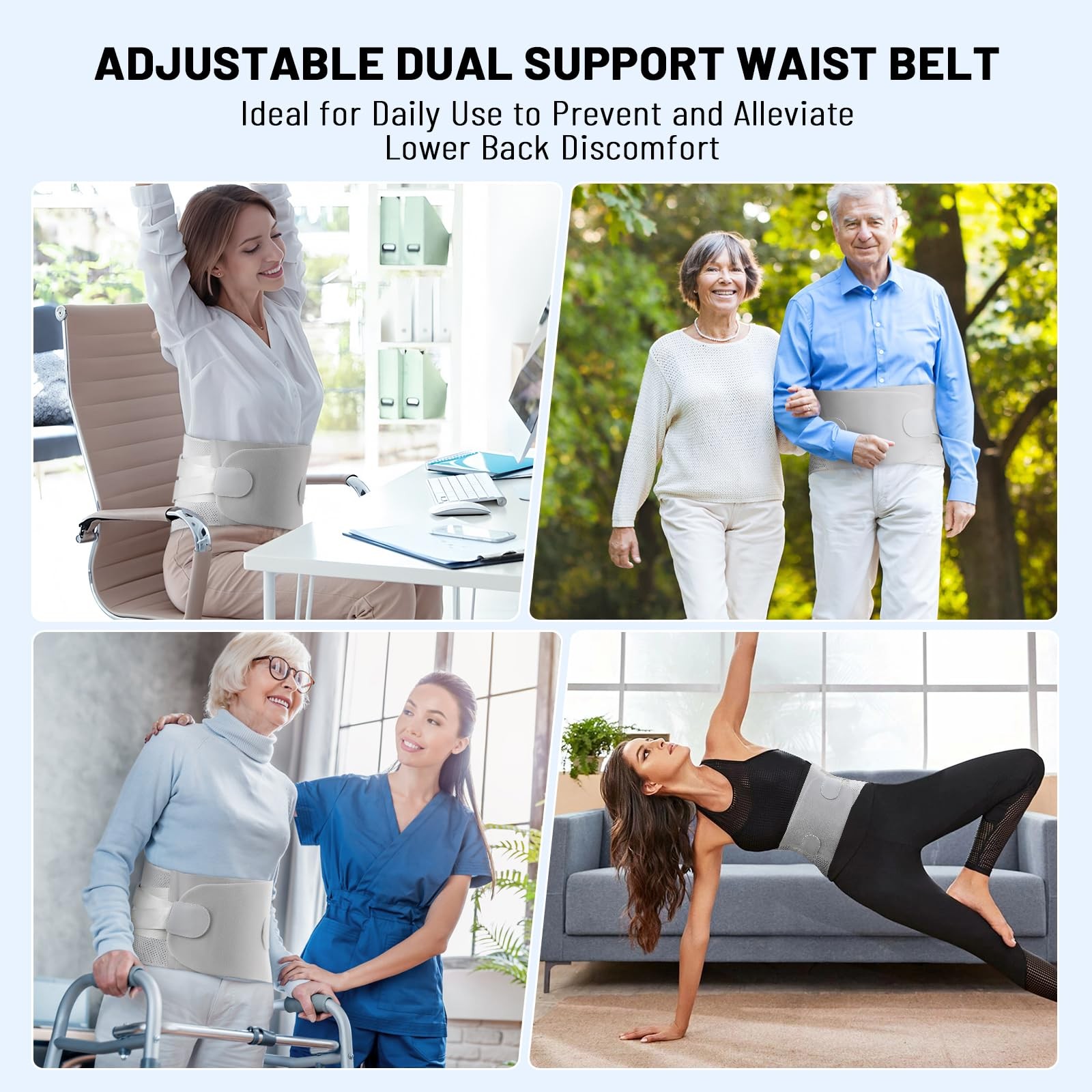 Size M Adjustable Back Brace 360 Support Fits 29.537.4 Inch Belly Men Women