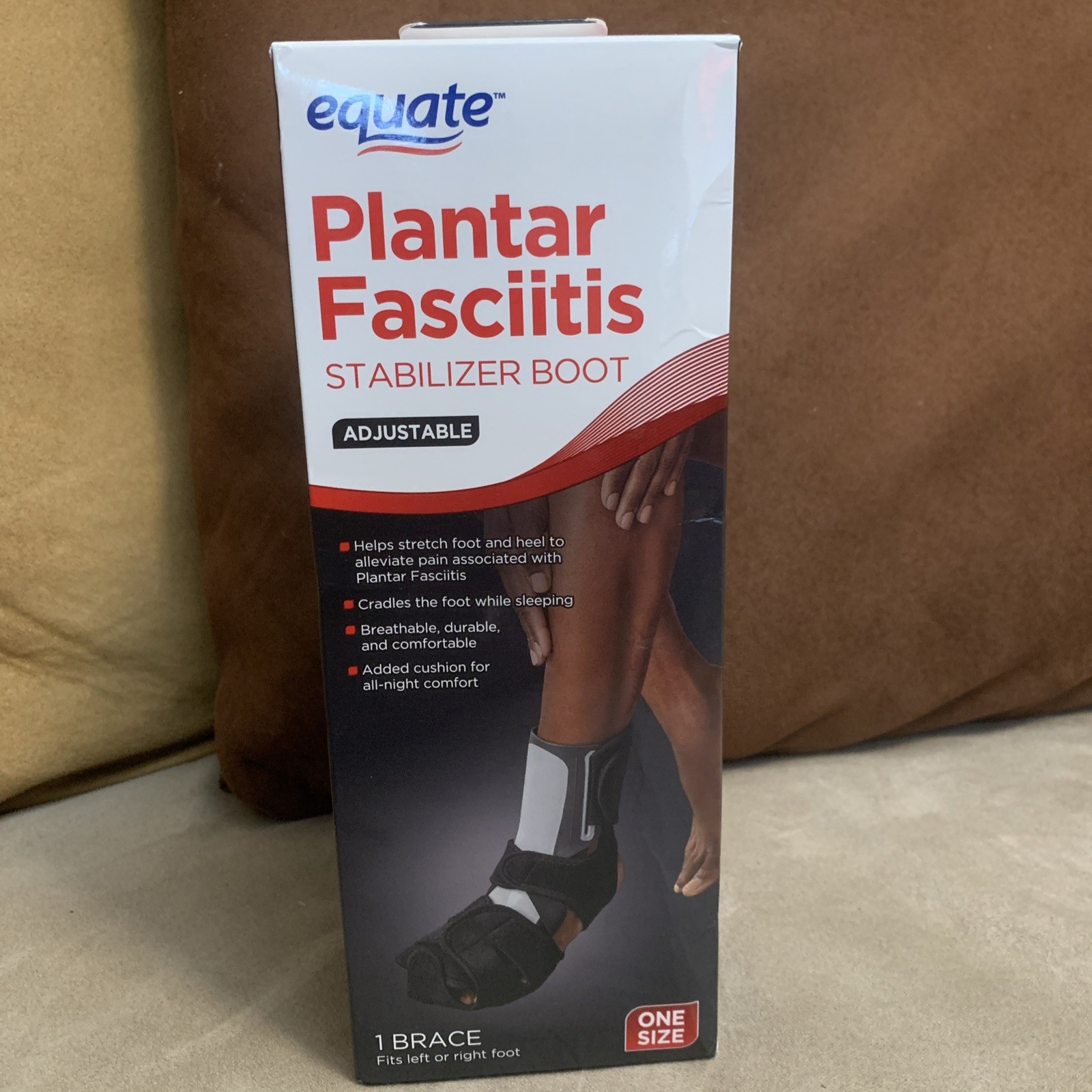 Equate Plantar Fasciitis Stablizer Black Brace Boot Adjustable One Size New
