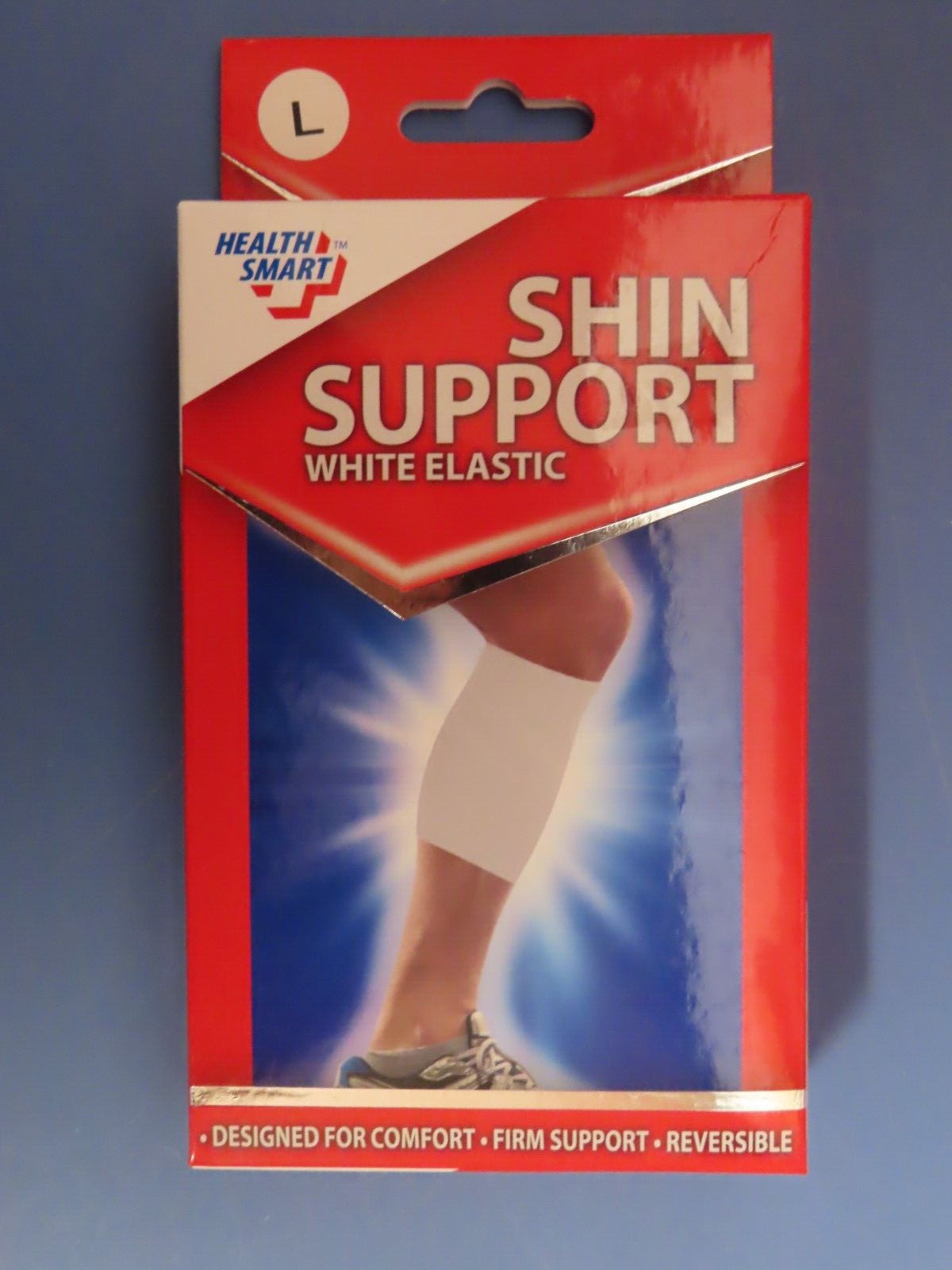 Health Smart shin Support White Elastic Size large #HS-01415 NEW