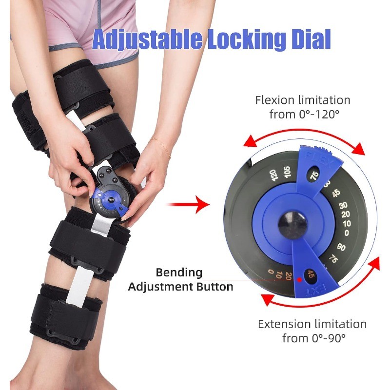 Brace Post Op Knee Brace Adjustable Knee Immobilizer Support Side Leg Stabilizer