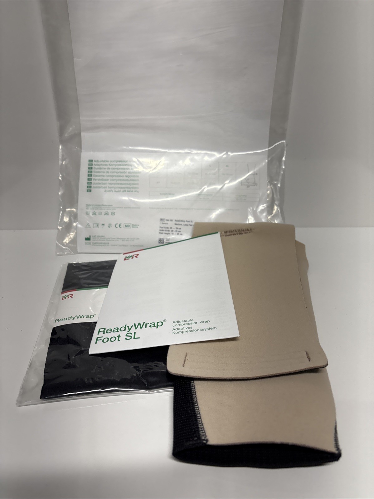 L&R Ready Foot Compression Wrap Medium Beige Long Left Foot