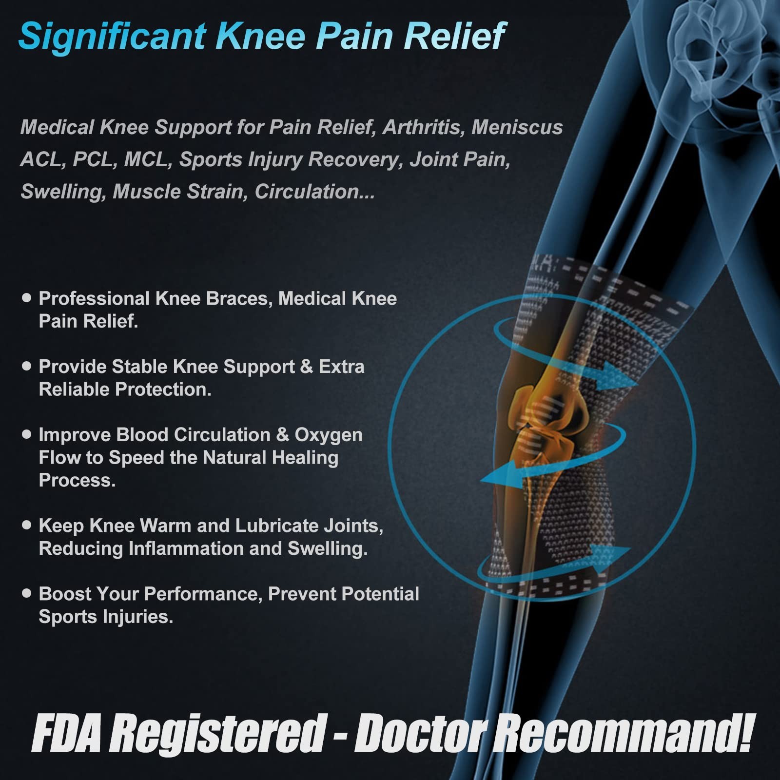 Professional Knee Brace, Compression Knee Support with Patella Gel Pad & Side…