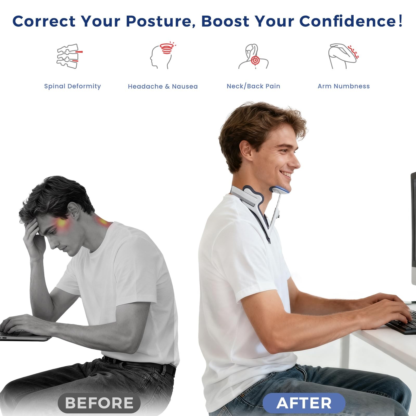 Owlprince Posture Corrector for Neck & Cervical Spine Alignment – Memory Foam…