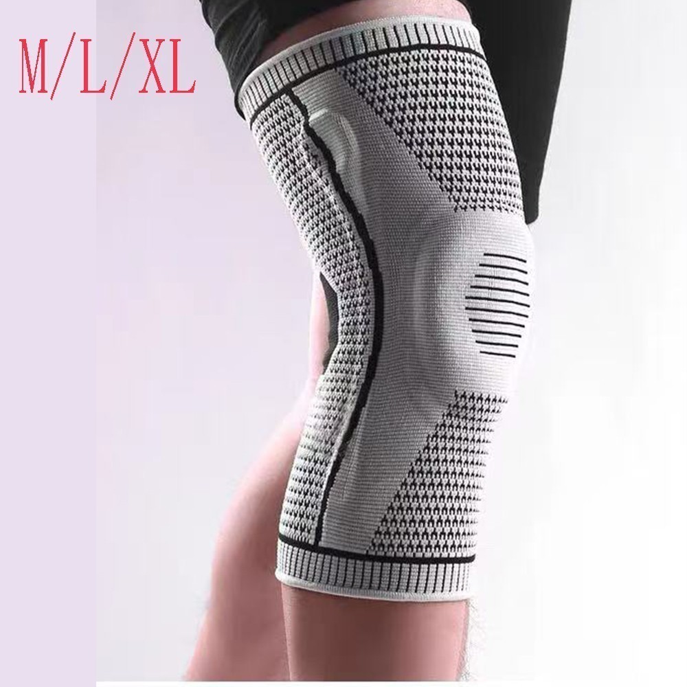 Gray Knee Brace Compression Sleeve for Men Women Basketball Knee Pain Support