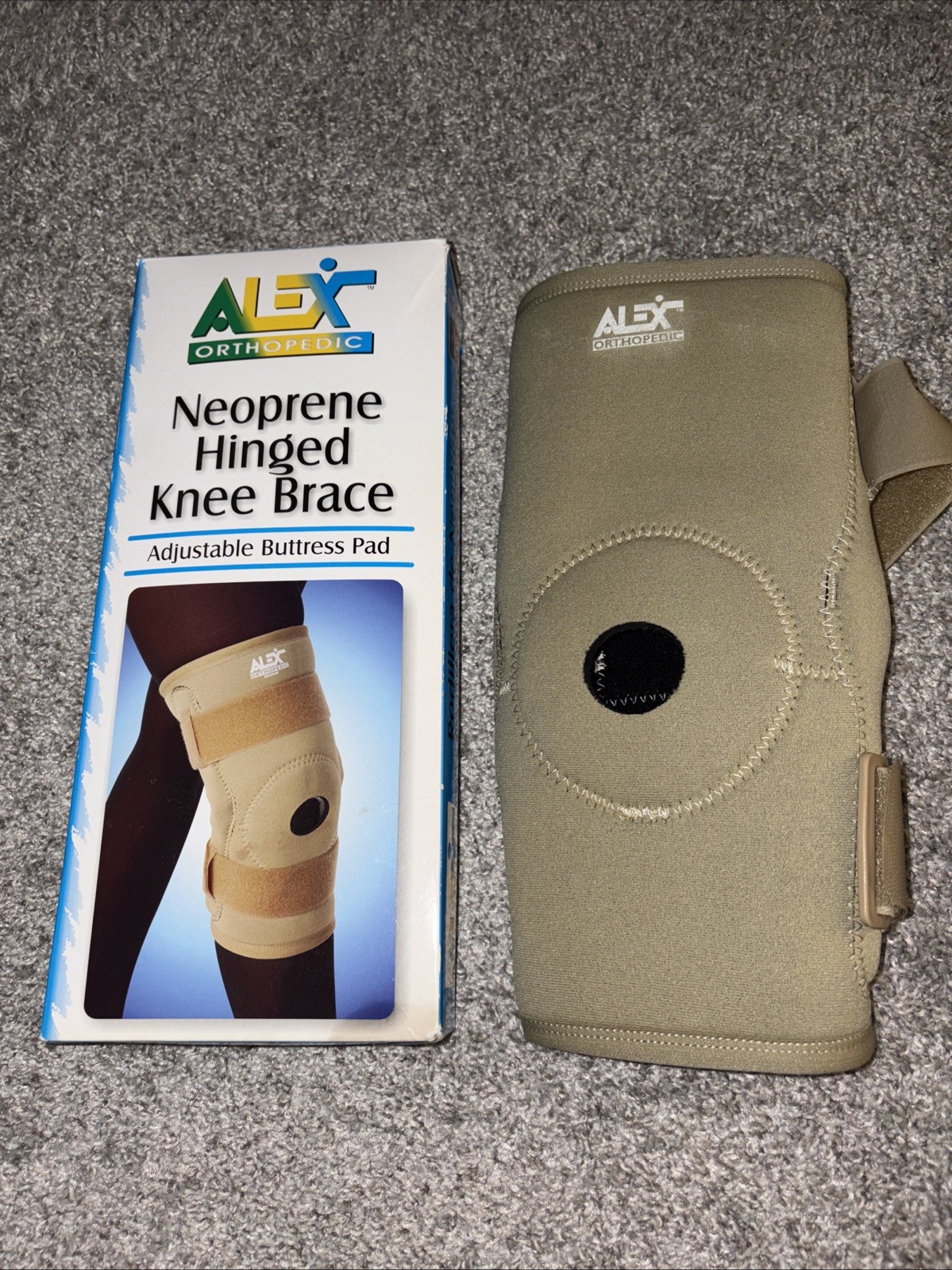 ALEX Neoprene Knee Sleeve, Open Patella, Lateral Stays (Size: L) beige – New