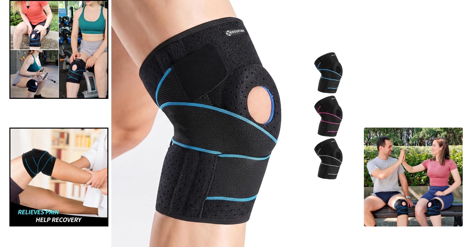Breathable Neoprene Knee Brace for Men & Women with Side Stabilizers & Support