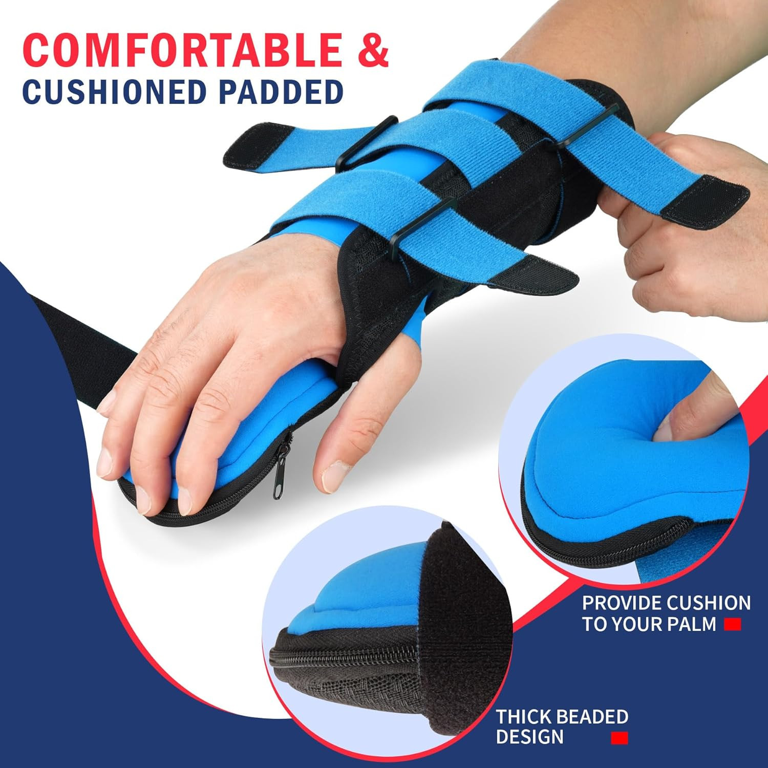 Resting Hand Splint Stroke Night Immobilizer with Removable Splints- for Carpel