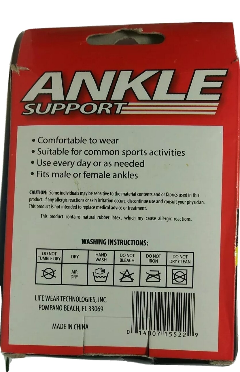 Ankle Support LifeWearTech CONTAINS 1 Pull Over Soft Fabric Open Box Never Worn