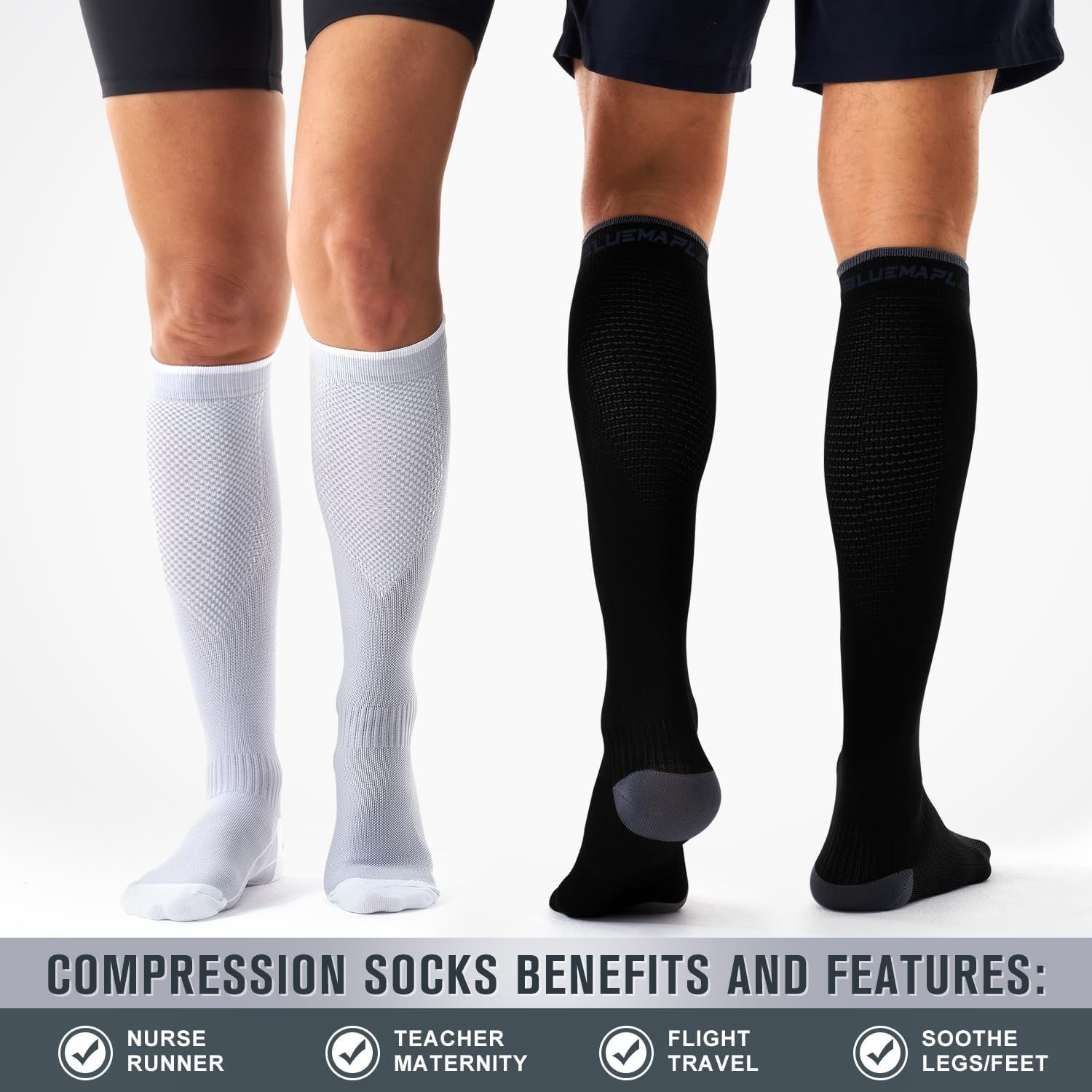 3 Pairs Compression Socks Stockings Womens Mens Knee High Medical 20-30 mmHG