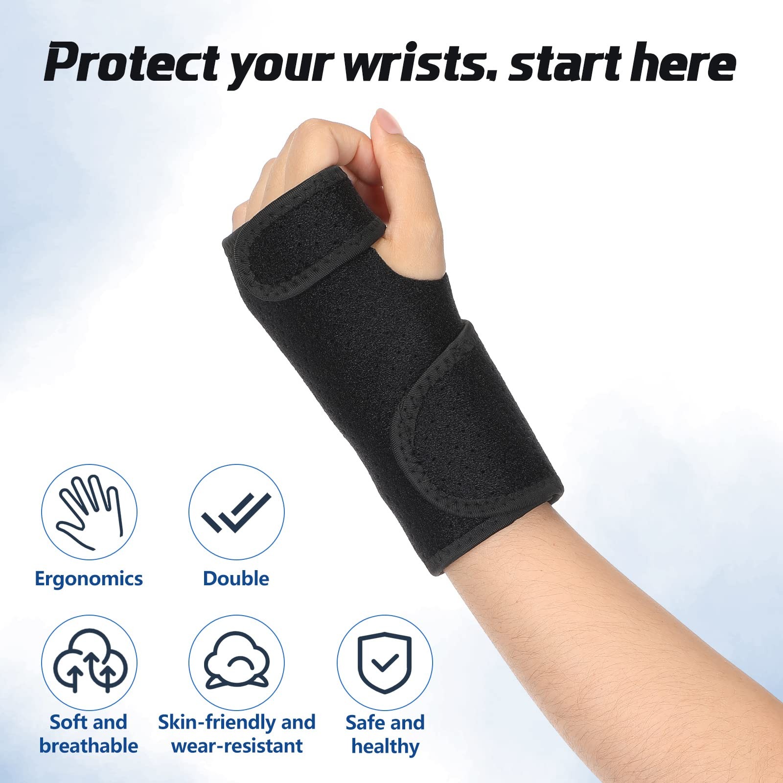 2 Pcs Wrist Brace for Carpal Tunnel Night Sleep Support Adjustable Wrist Splint