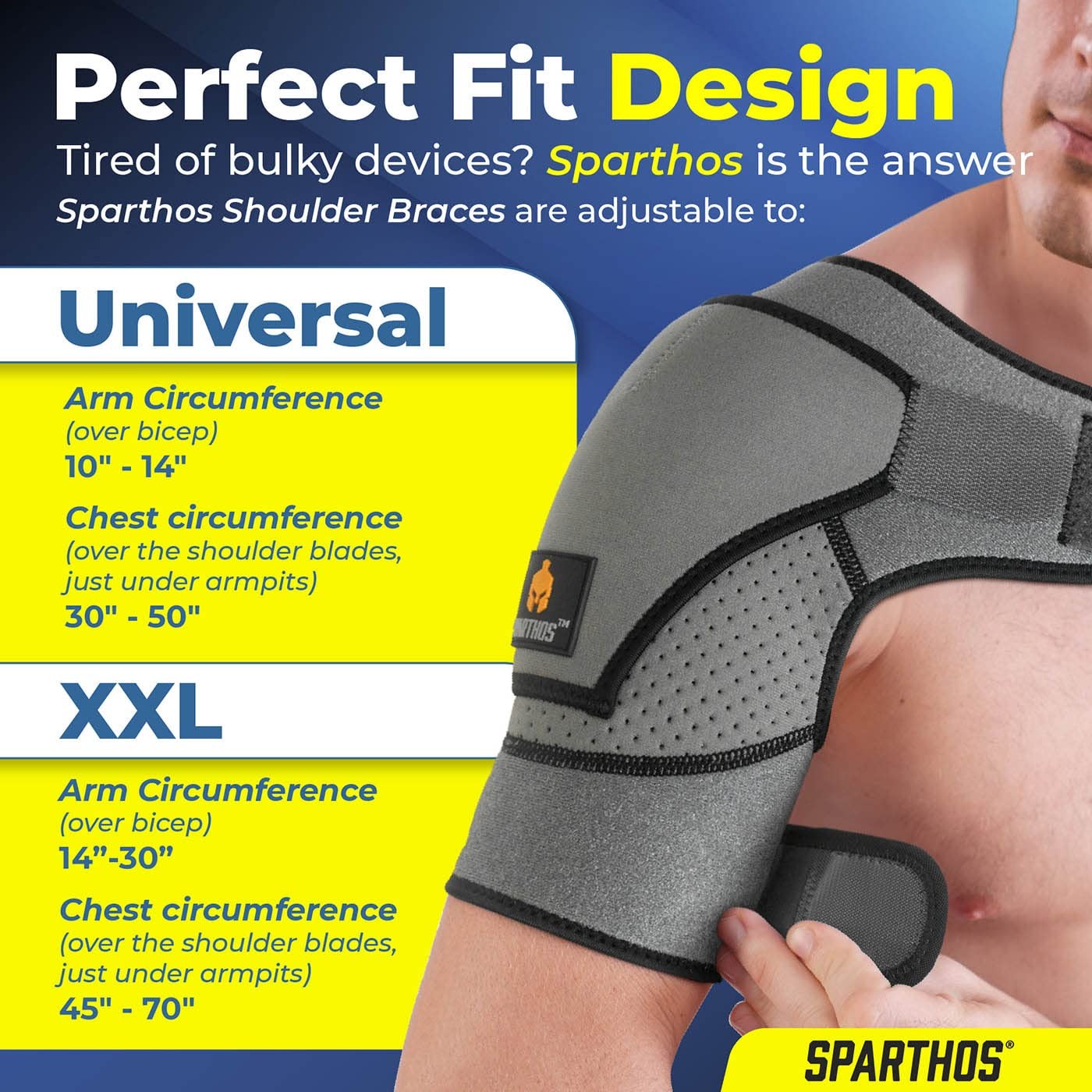 Sparthos Rotator Cuff Shoulder Brace for Women & Men – Universal, Gray/Black