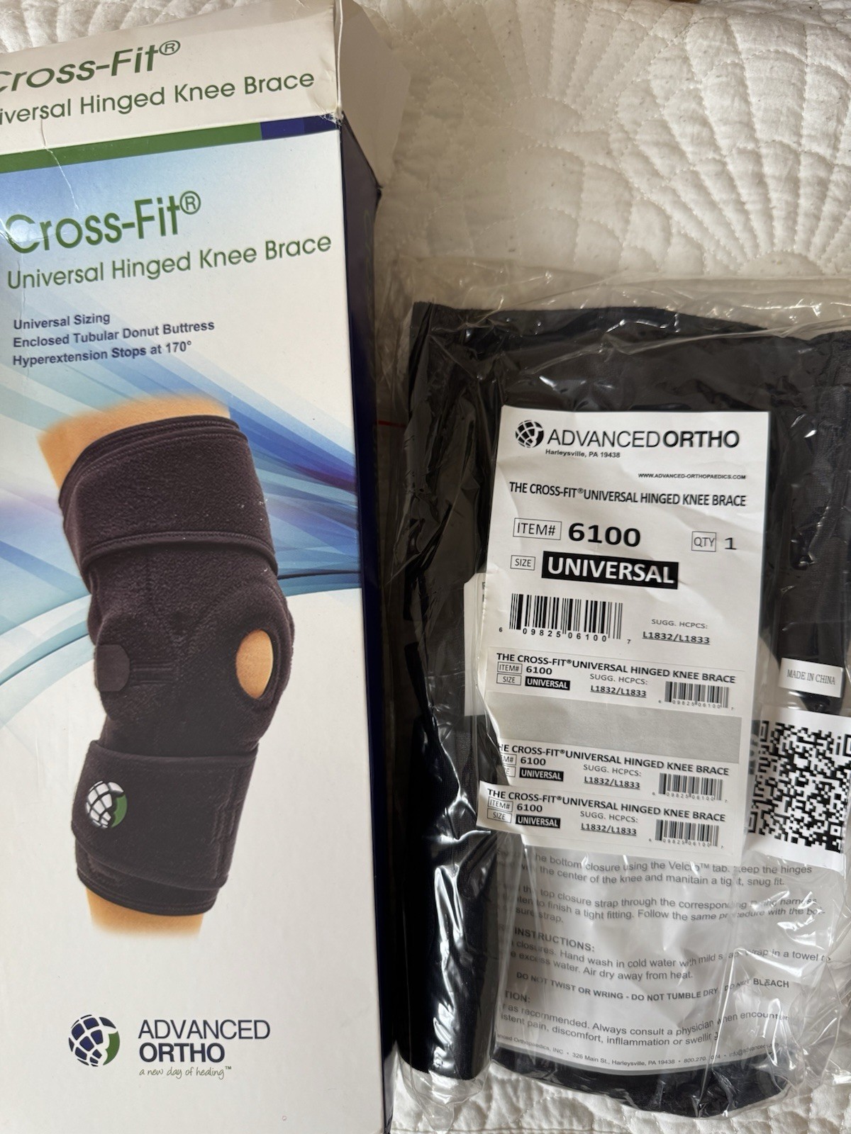 Advanced Ortho Cross-Fit Hinged Knee Brace Universal Size Black