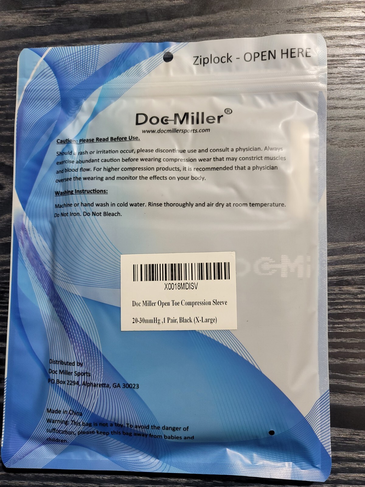 Doc Miller Open Toe Compression Socks 20-30 mmHg Varicose Veins BLACK NEW XL
