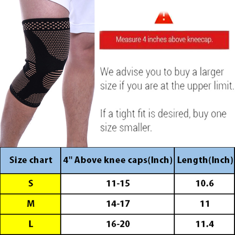 Copper Knee Sleeve Compression Brace Support Stabilizer for Sport Gym Joint Pain