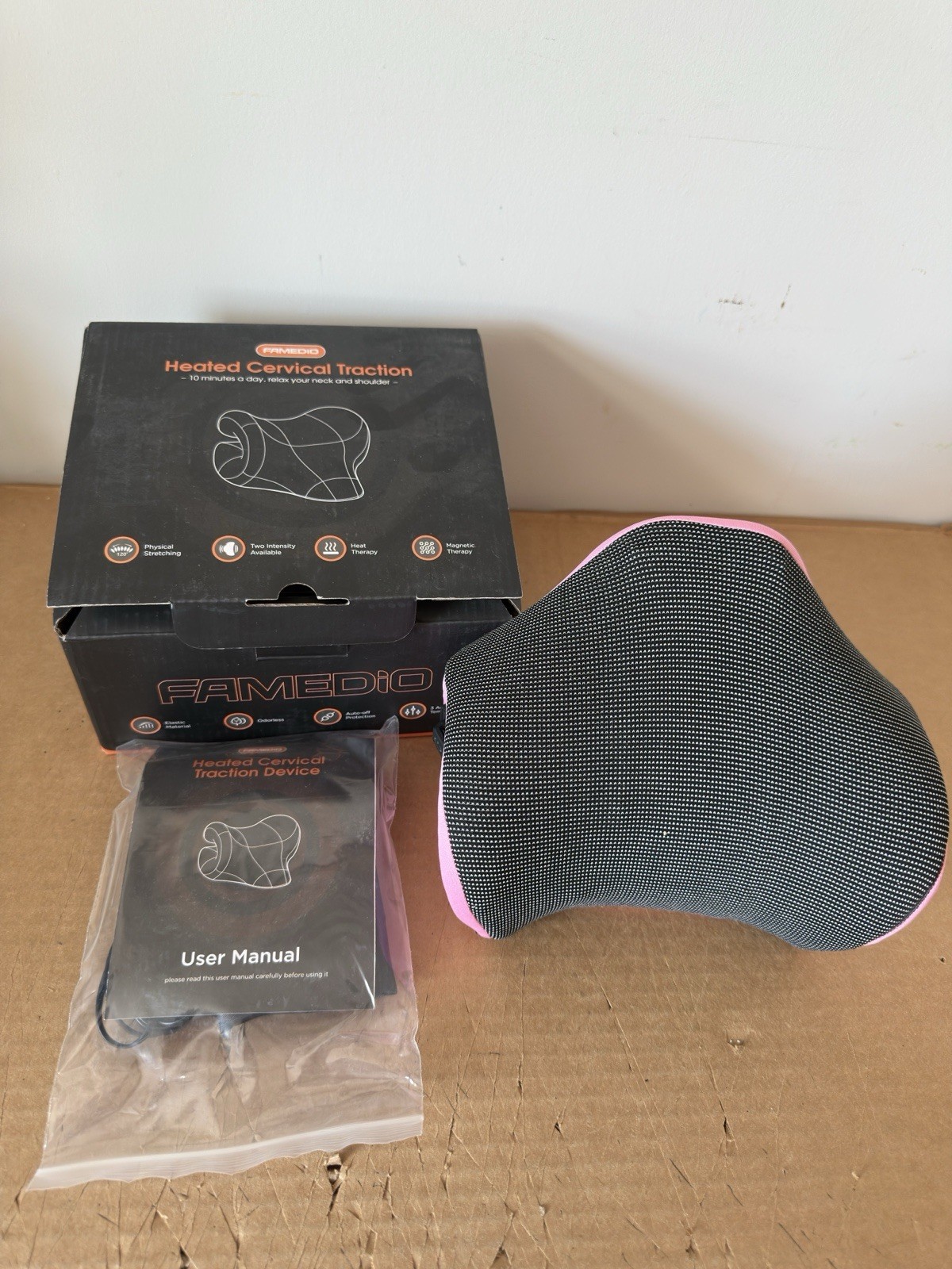 Heated Neck Stretcher Cervical Traction Device Pillow W Magnetic Therapy NEW