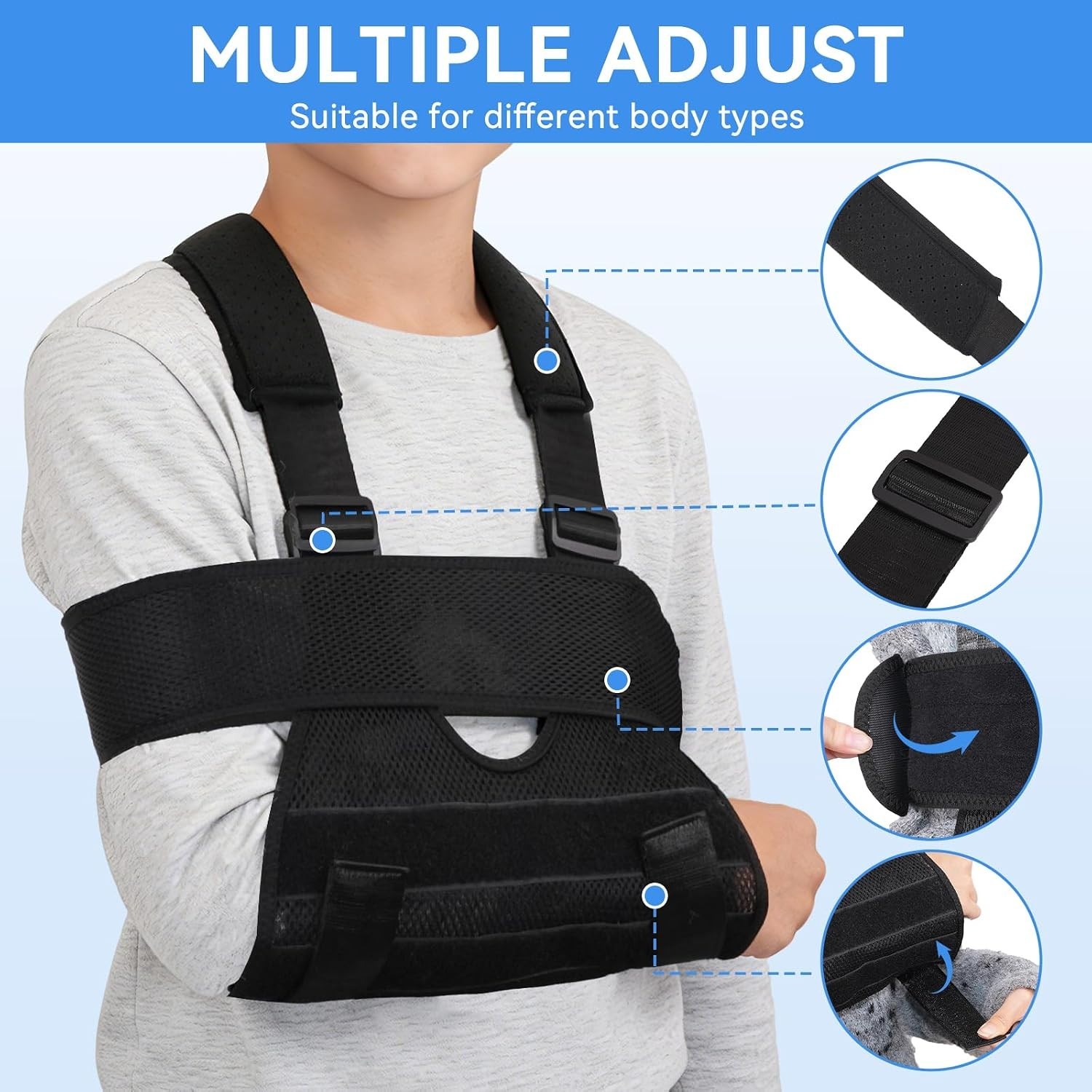Breathable Mesh Arm Sling for Children – Adjustable Shoulder Immobilizer (XS)