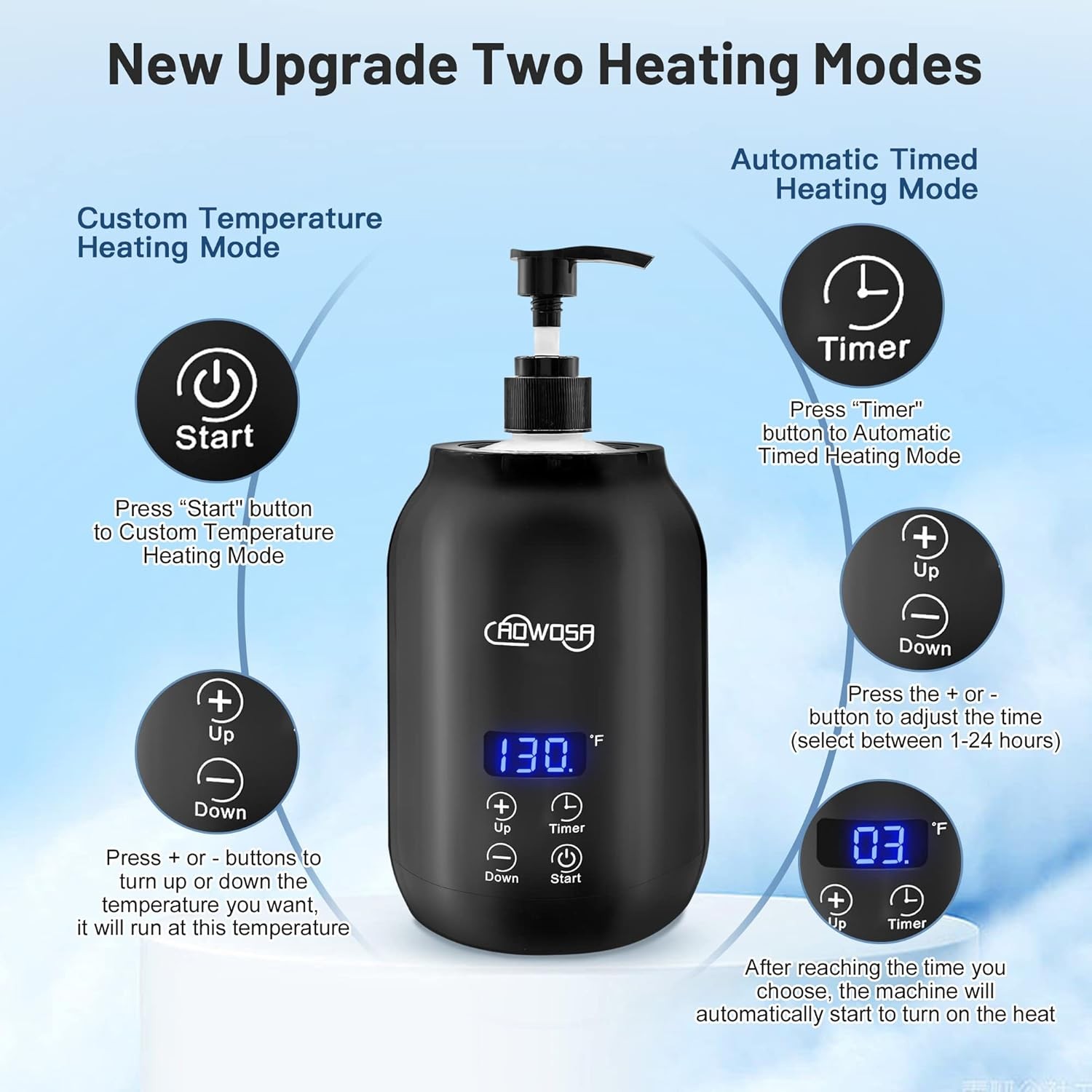 Massage Oil Warmer Bottle Professional Electric Lotion Digital Heater Black