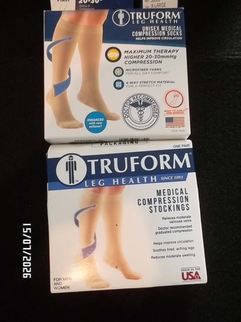 5 PAIRS COMPRESSION SOCKS. COPPER FIT ENERGY. TRUFORM. SB SOC. 20-30MMHG. XL & L