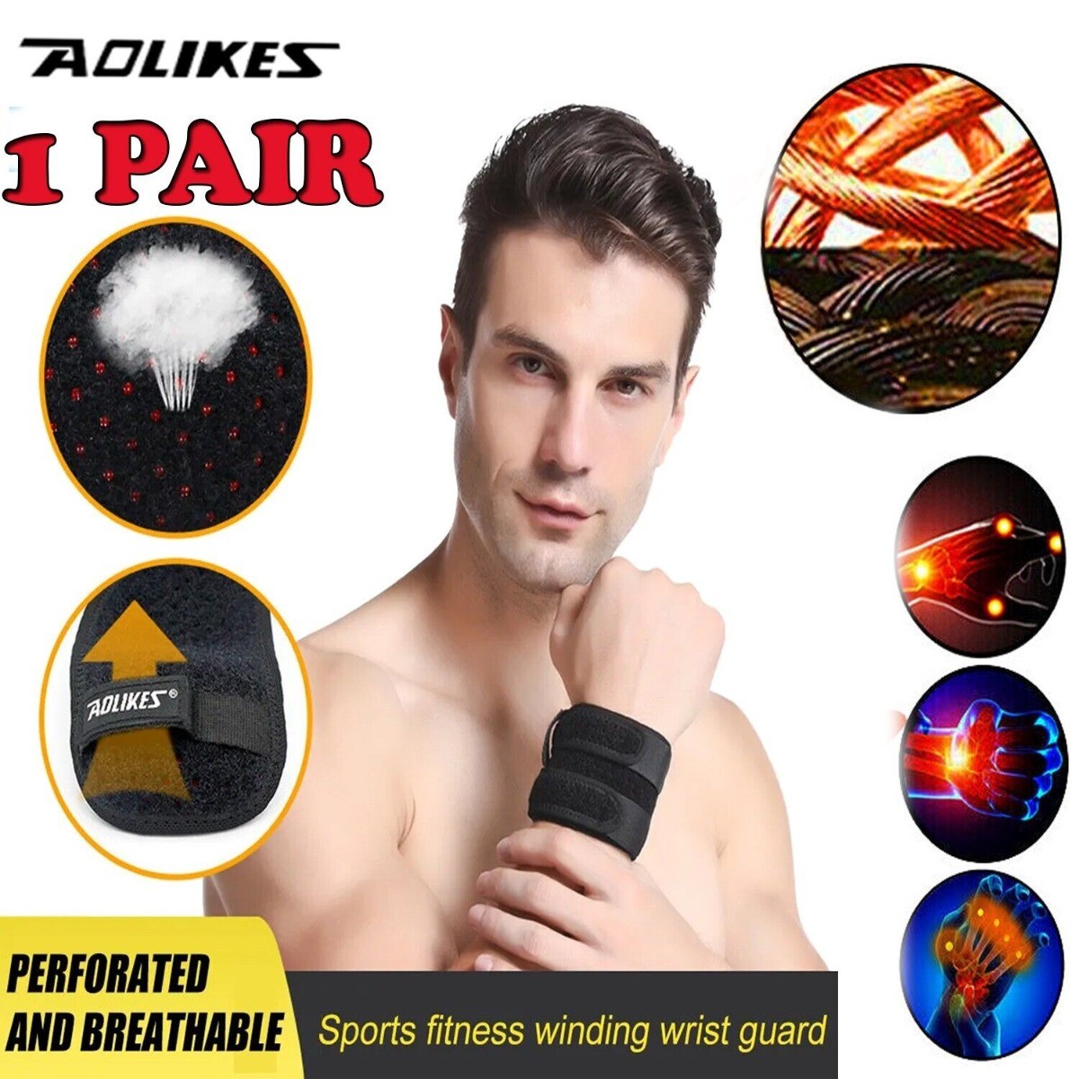7932 Neoprene Wrist Brace Sleeve, Adjustable Breathable for Home Travel