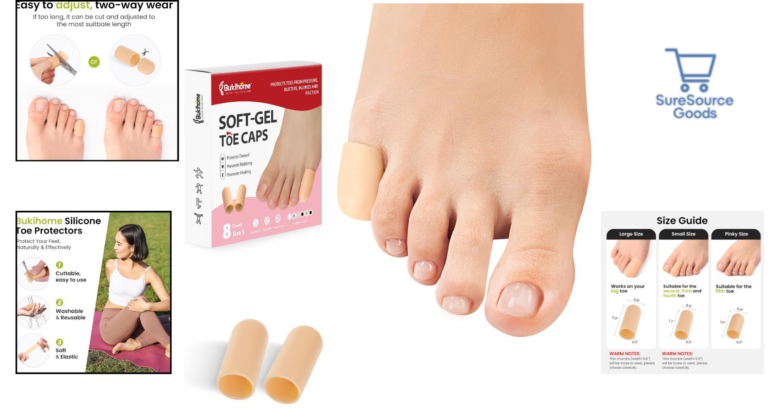 Adjustable Pinky Toe Caps – 8 Pcs Silicone Protectors for Running and Comfort
