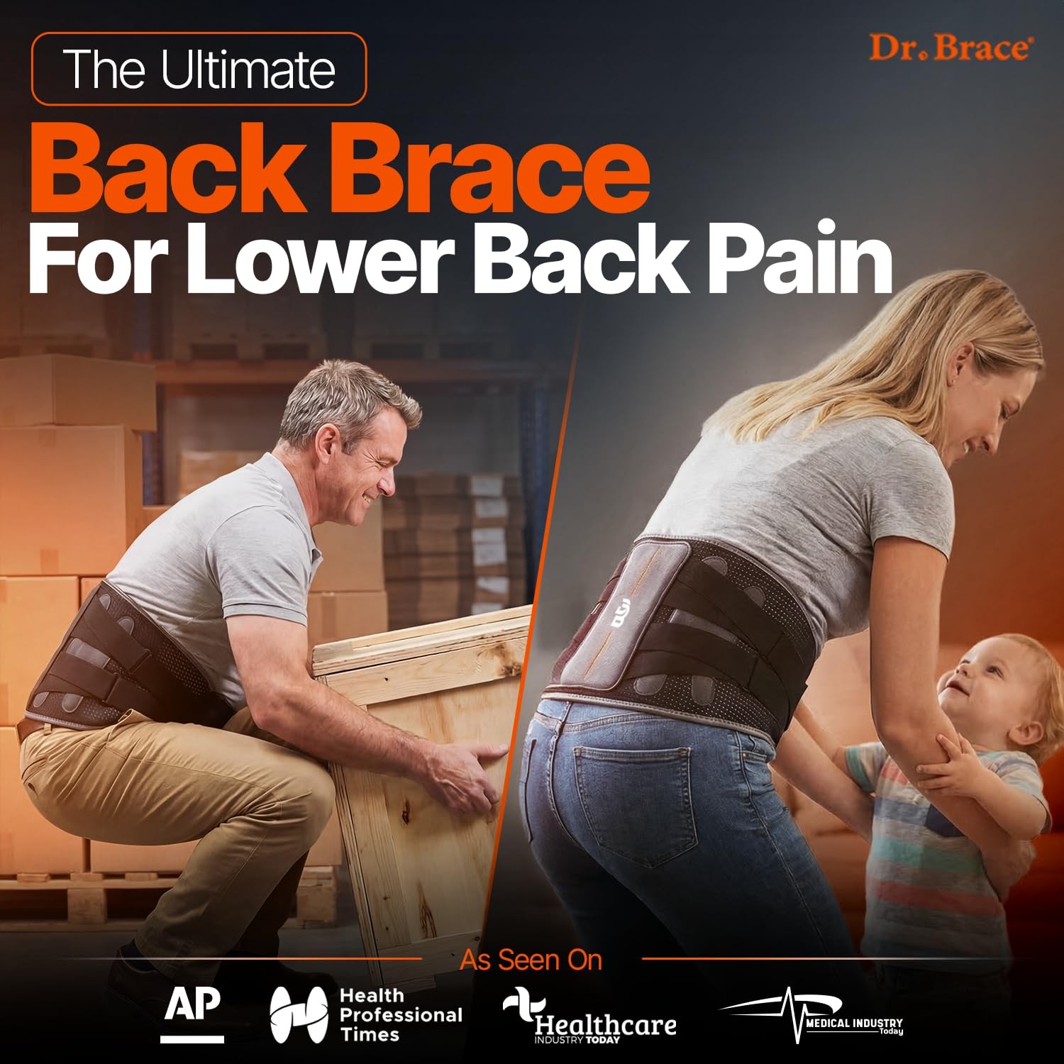 DR. BRACE® Lower Back Brace for Men & Women for Lower Back Pain Relief, Revol…