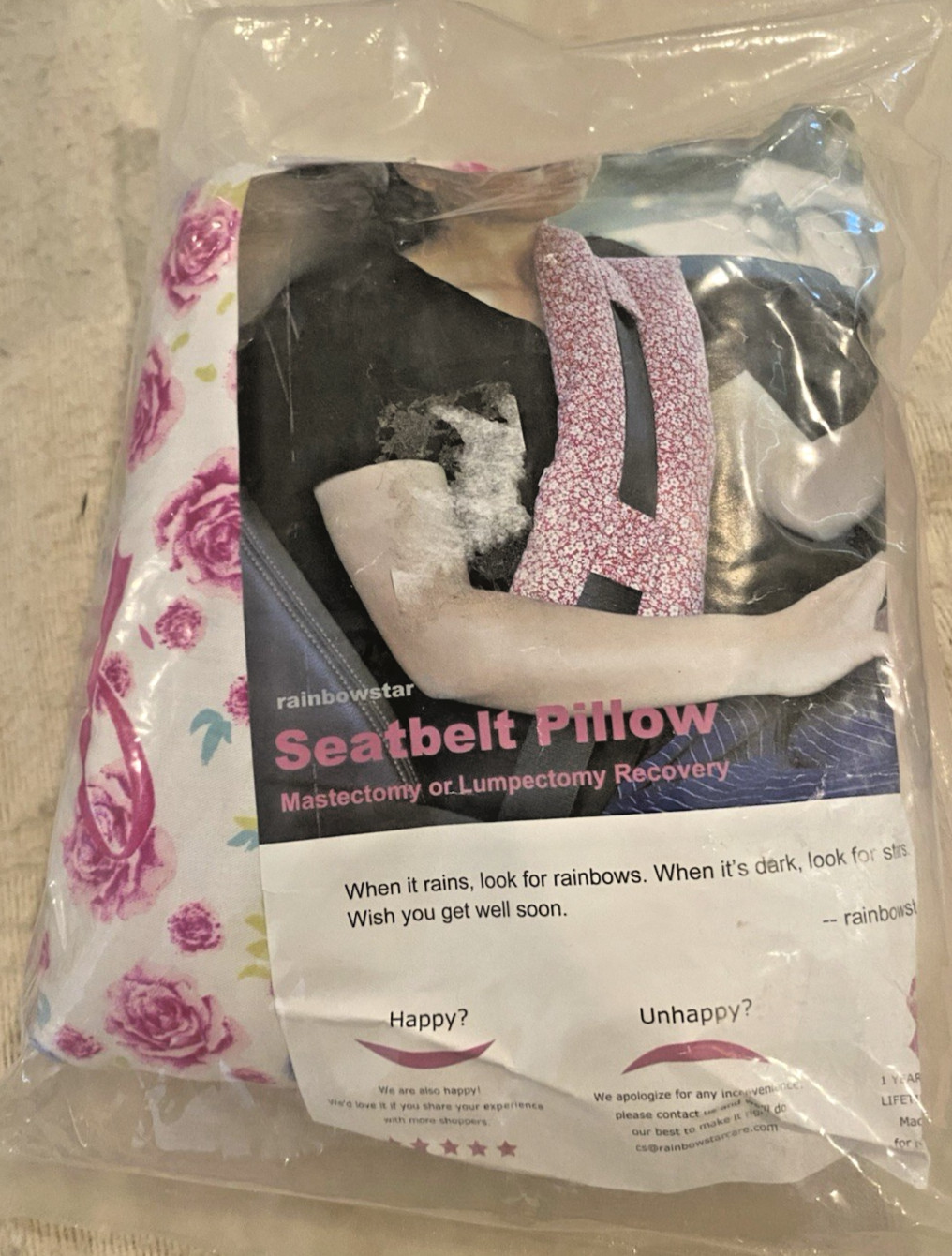 RainbowStar Seat Belt Pillow for Mastectomy Post-Surgery, Heart Surgery Recovery