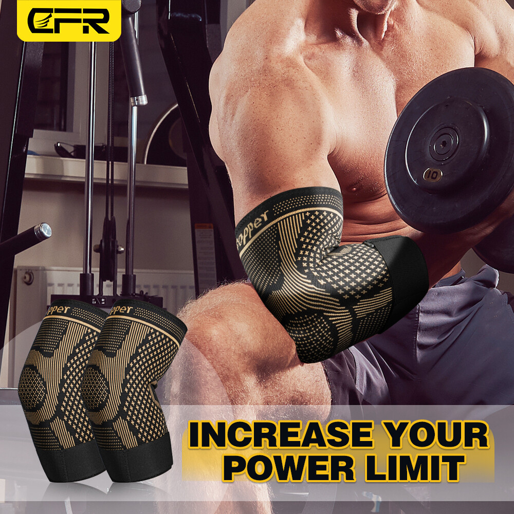 Copper Elbow Brace Compression Support Sleeve Arthritis Tendonitis Joint Pain L6