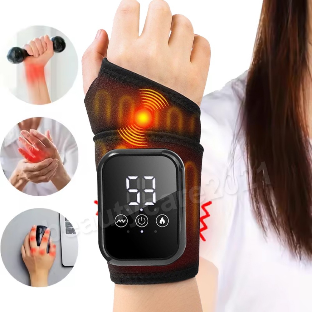 Cordless Hand Wrist Massager Pain Relief with 3 Heat Levels & 3 Vibration Modes