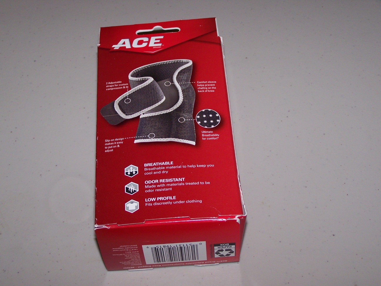 ACE 3M Adjustable Compression Support Left Right Knee Brace One Size VGUC