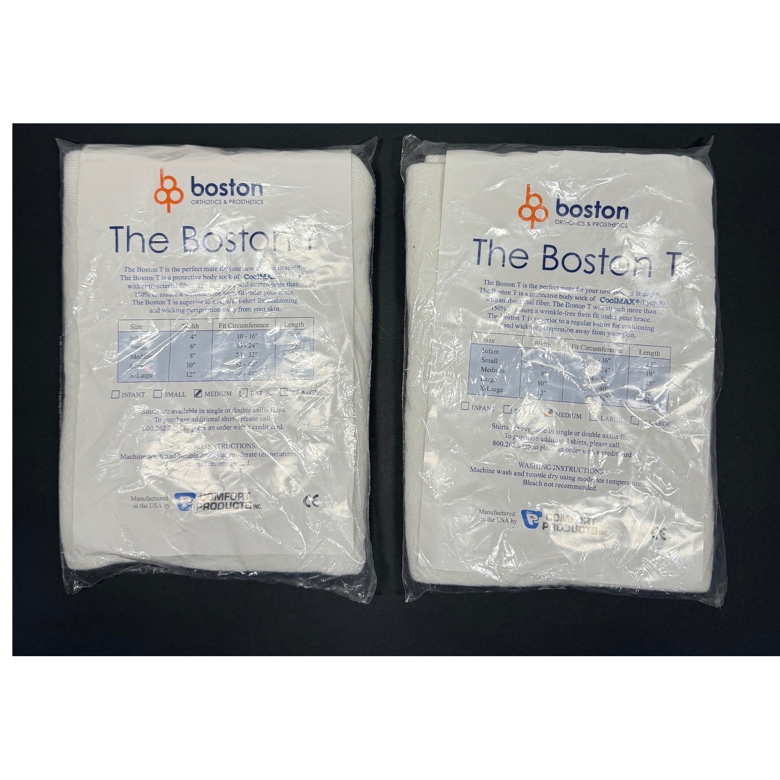 2 Boston O&P The Boston T Brace Mate Body Sock White Sz M BMBMF1 CoolMAX Lycra