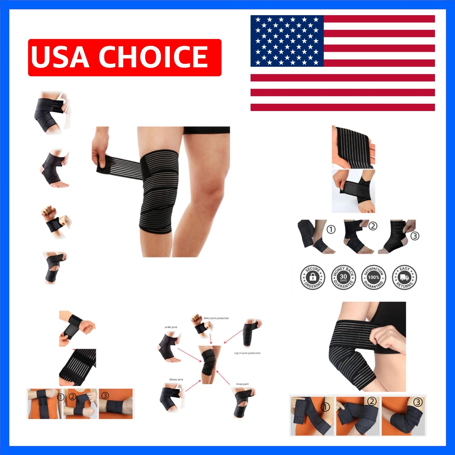 Elastic Breathable Wrap Ankle Extra Long Elastic Knee Wrap Compression Bandag…