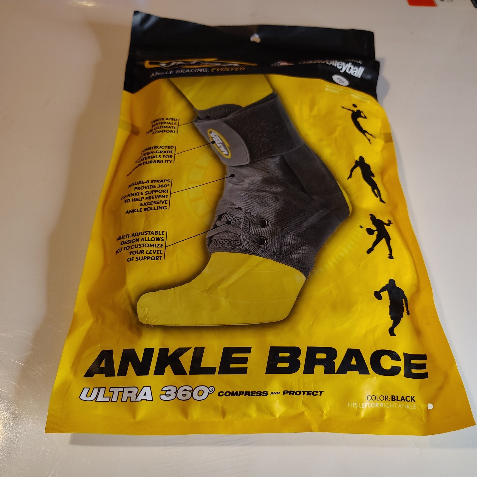 Ultra 360 Black Lace-Up Ankle Brace Ankle Support & Adjustable Compression Small