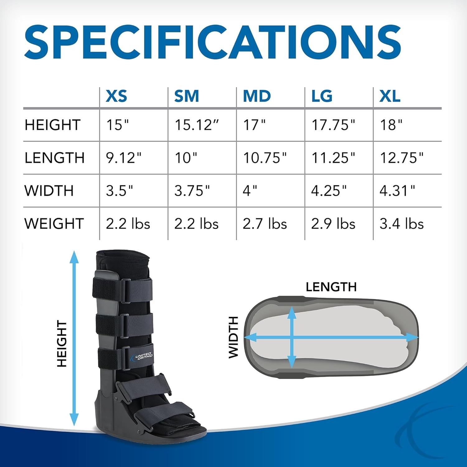 United Ortho Cam Walker Fracture Boot – Black – Small – New & Sealed Free Ship!