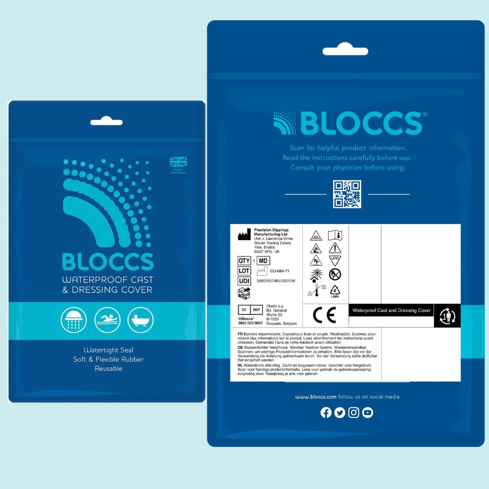 BLOCCS 100% Waterproof Cast Covers for Shower Arm Kids- Swim Cover, Cast Bag for