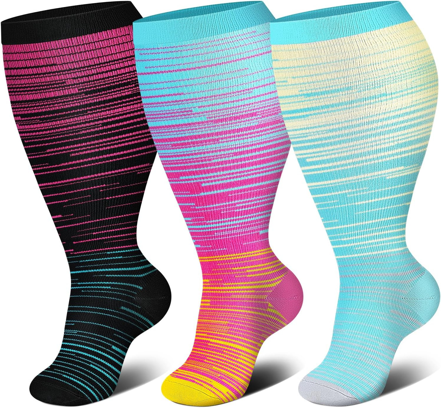3 packs calcetines compresion mujer hombre hasta rodilla viaje deporte regalo