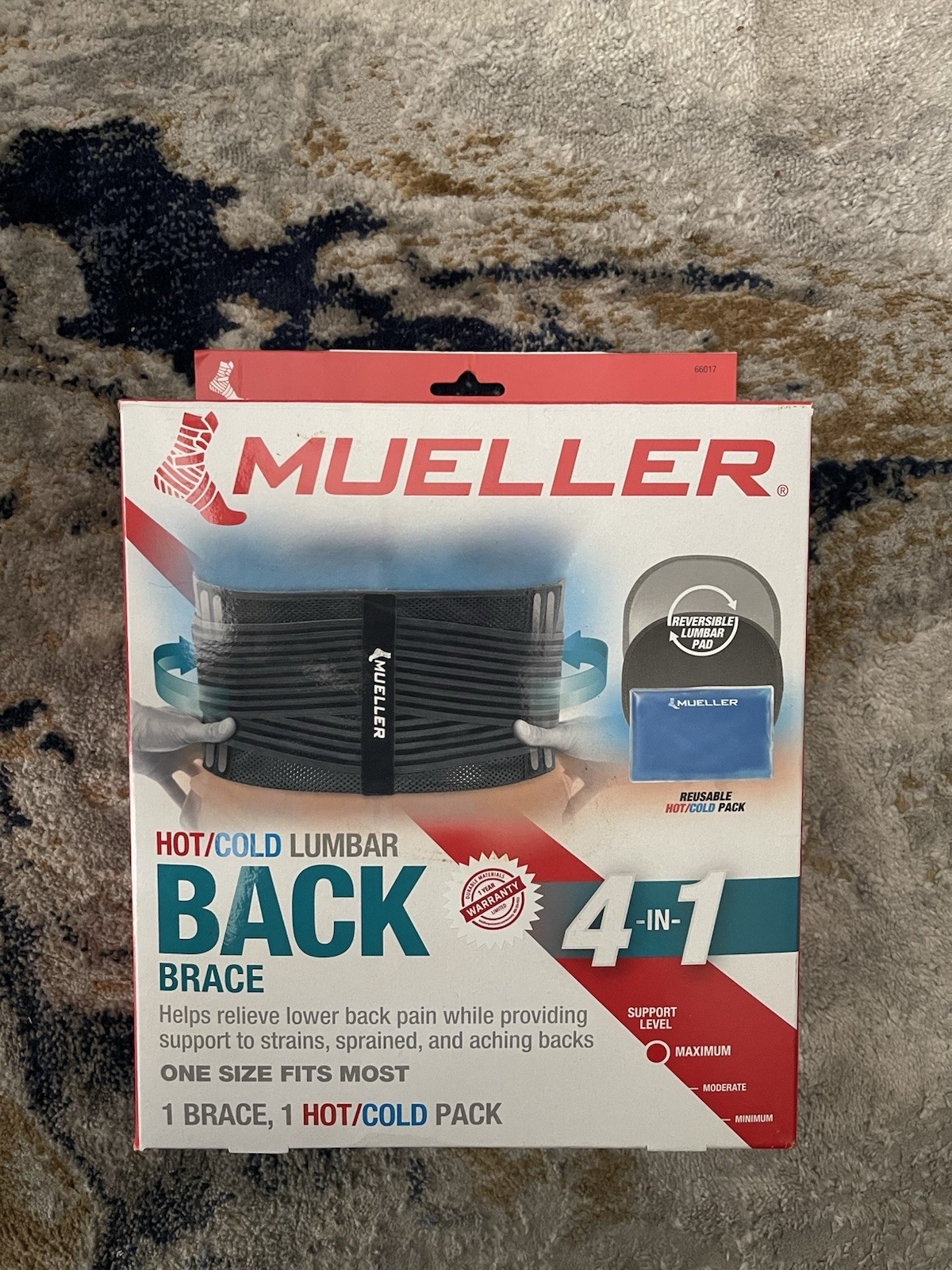 MUELLER Sports Medicine 4-in-1 Lumbar Back Brace with Hot/Cold Pack