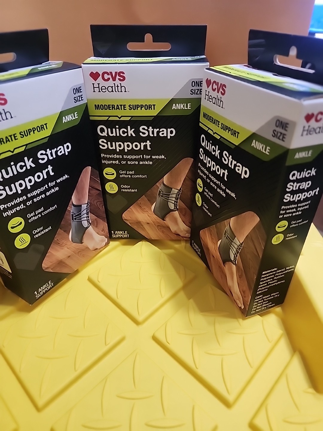 3x CVS Health Moderate Support Ankle Quick Strap Support One Size