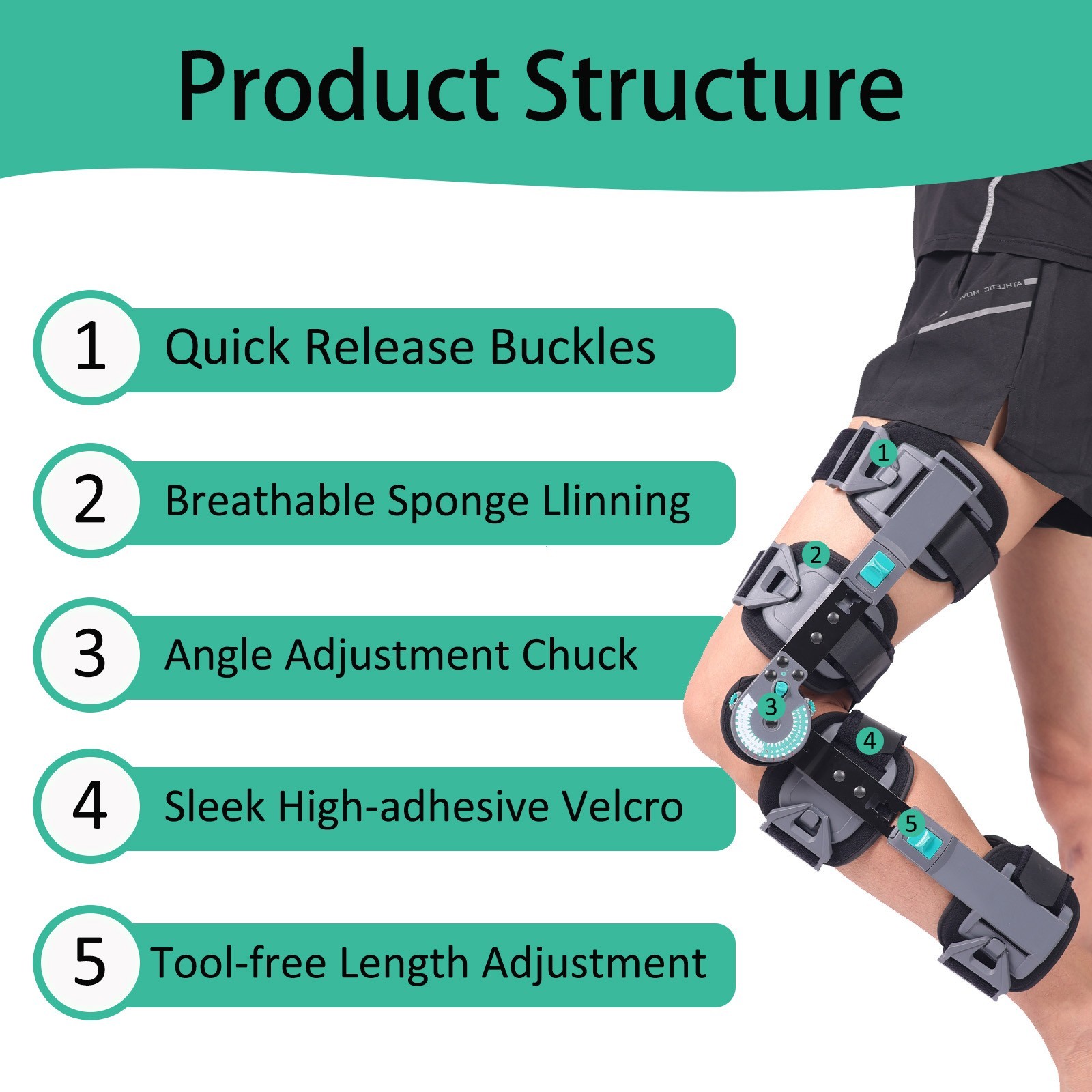 Hinged Knee Brace with Adjustable ROM Lock, ost-Surgery Recovery,Pain Relief ﻿