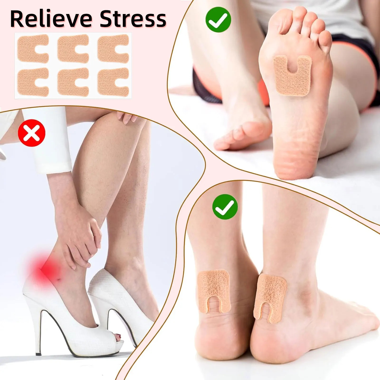 6-72PCS U-Shaped Felt Callus ,Protect Calluses from Rubbing on Shoes,Reduce