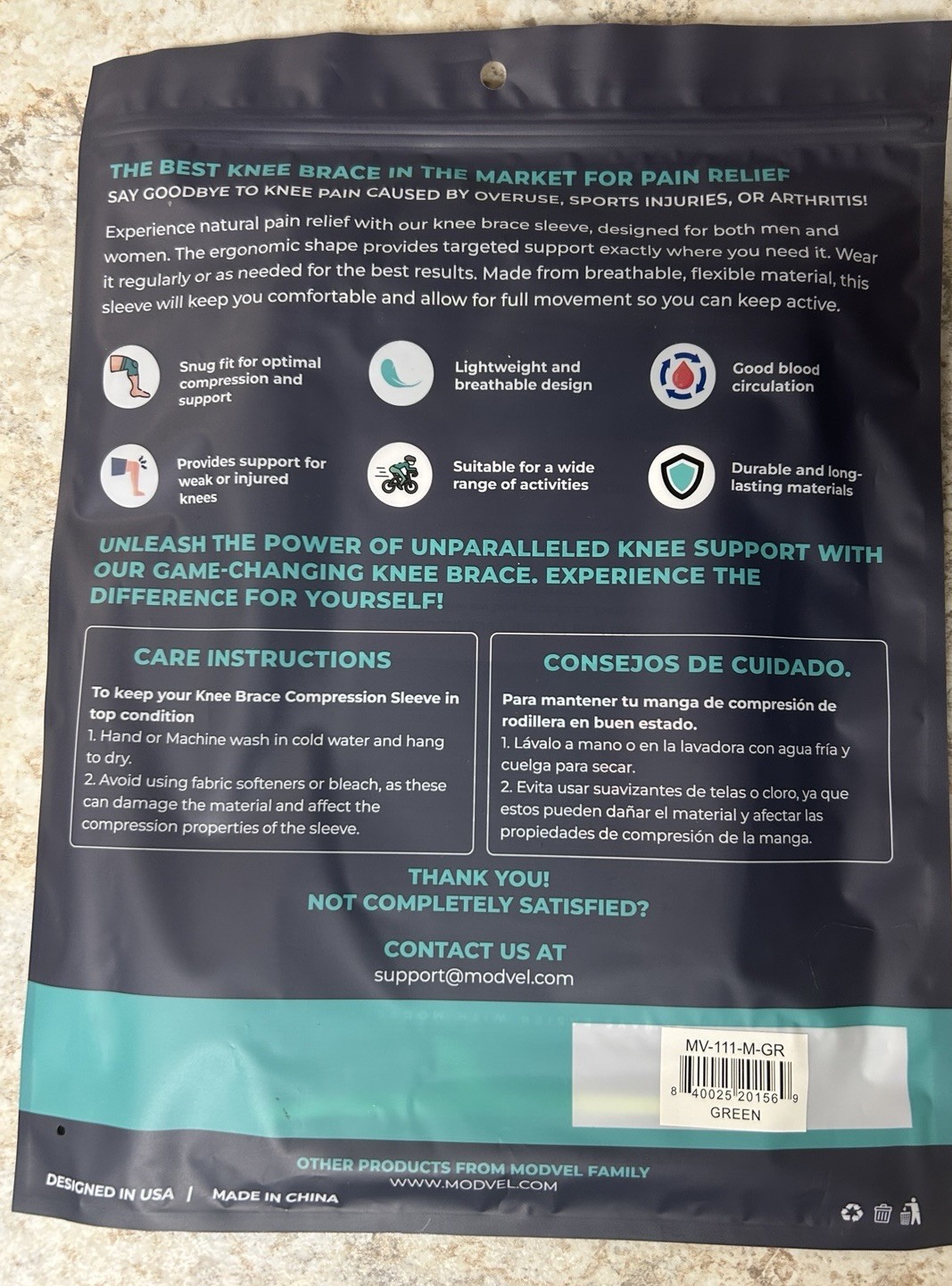 NEW IN BAG Modvel Knee Compression Sleeves Sz Medium Set of 2 All Day Support