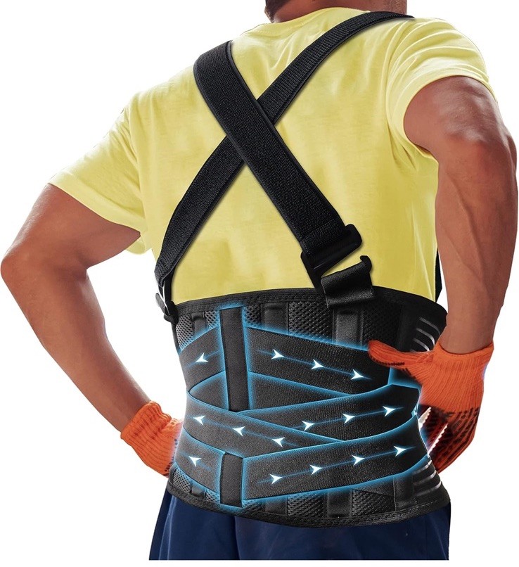 DARLIS Plus Size Work Back Support Belt with Removable Suspender Straps 4XL/5XL