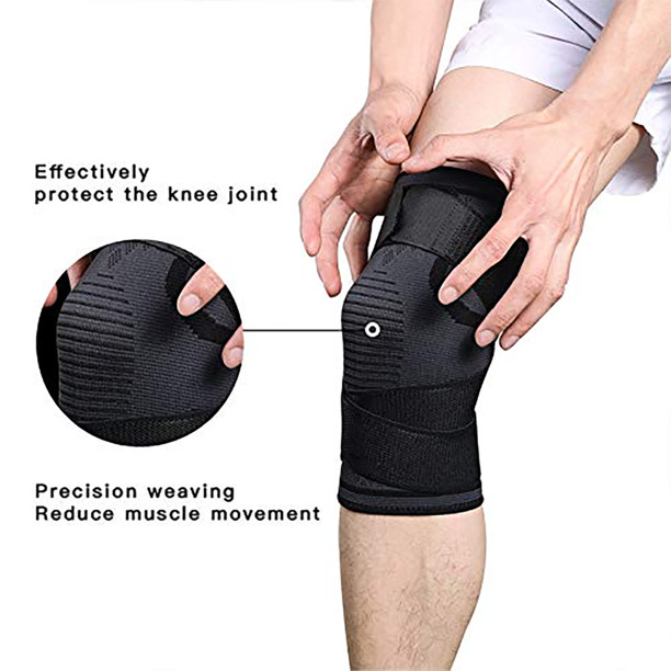 Knee Sleeve With Strap Compression Brace Support Gym Joint Pain Arthritis Relief