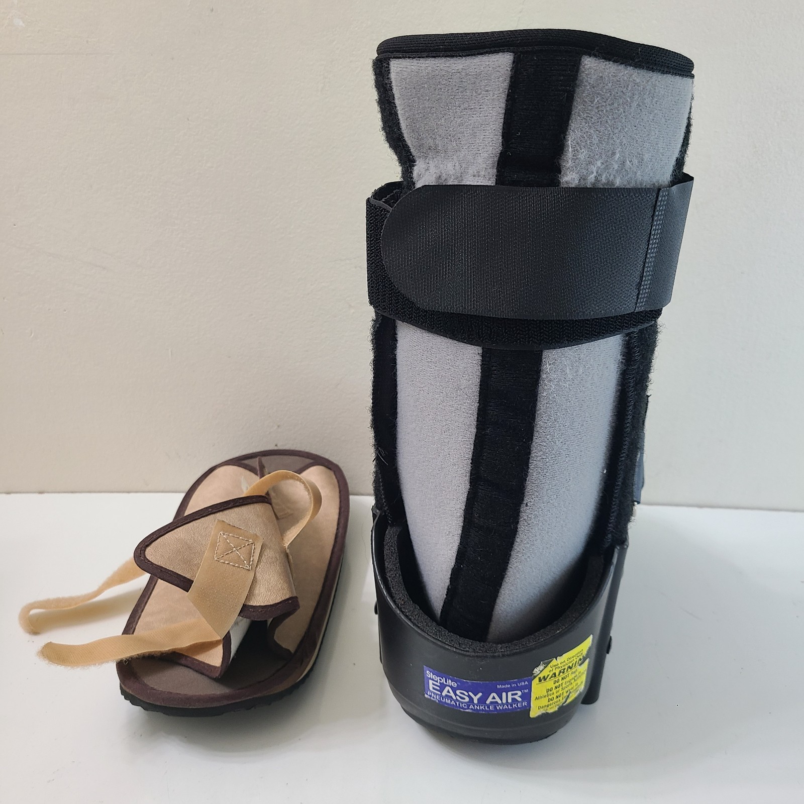 Steplite Easy Air Pneumatic Ankle Walker Brace & Post-Op Shoe Black Beige Medium