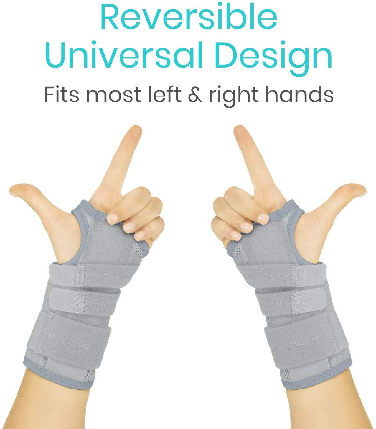 REVERSIBLE Wrist Brace for Carpal Tunnel Left & Right Hand Support – Gray