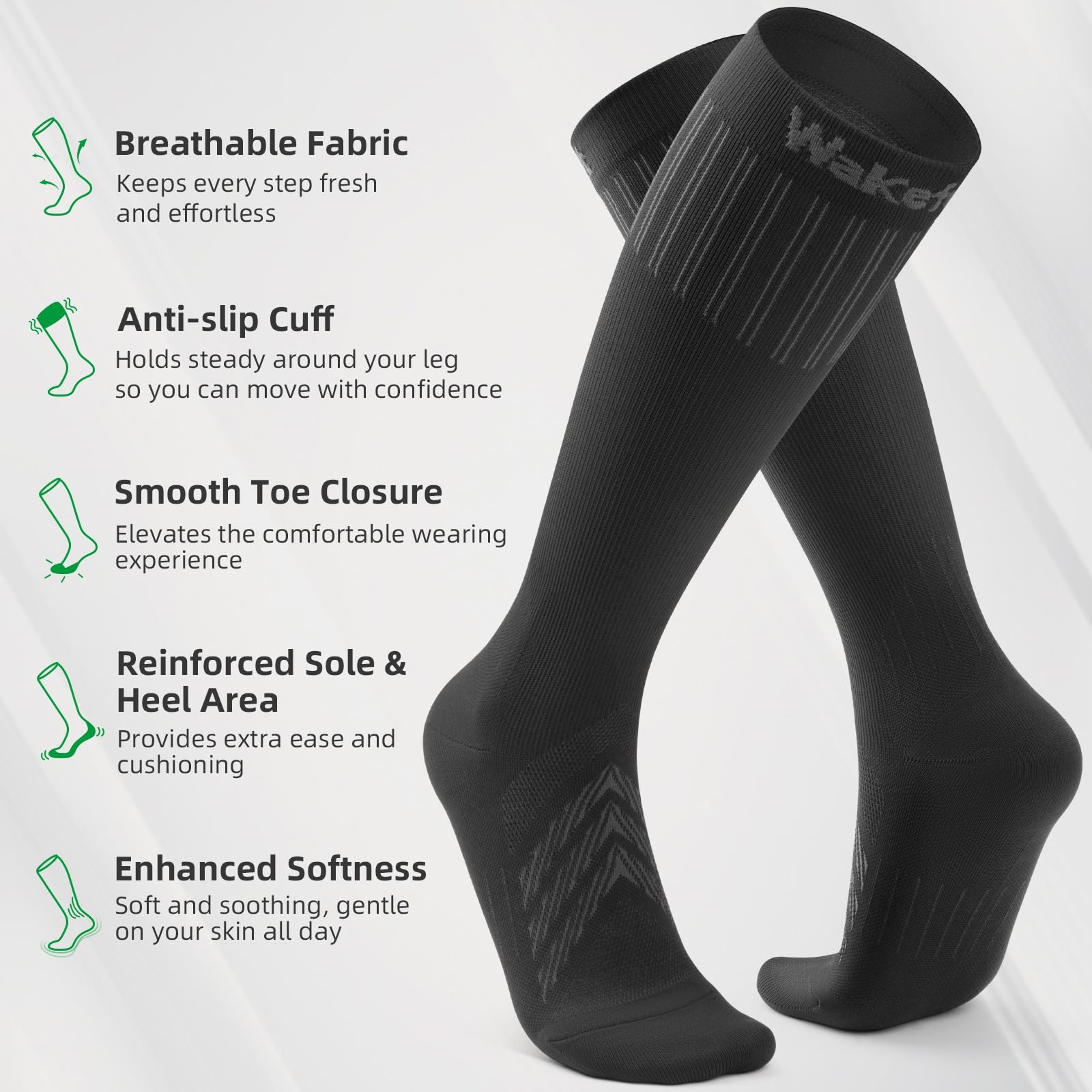 Compression Socks Women Men 15-20mmHg, 2 Pairs Knee High Graduated Socks for …