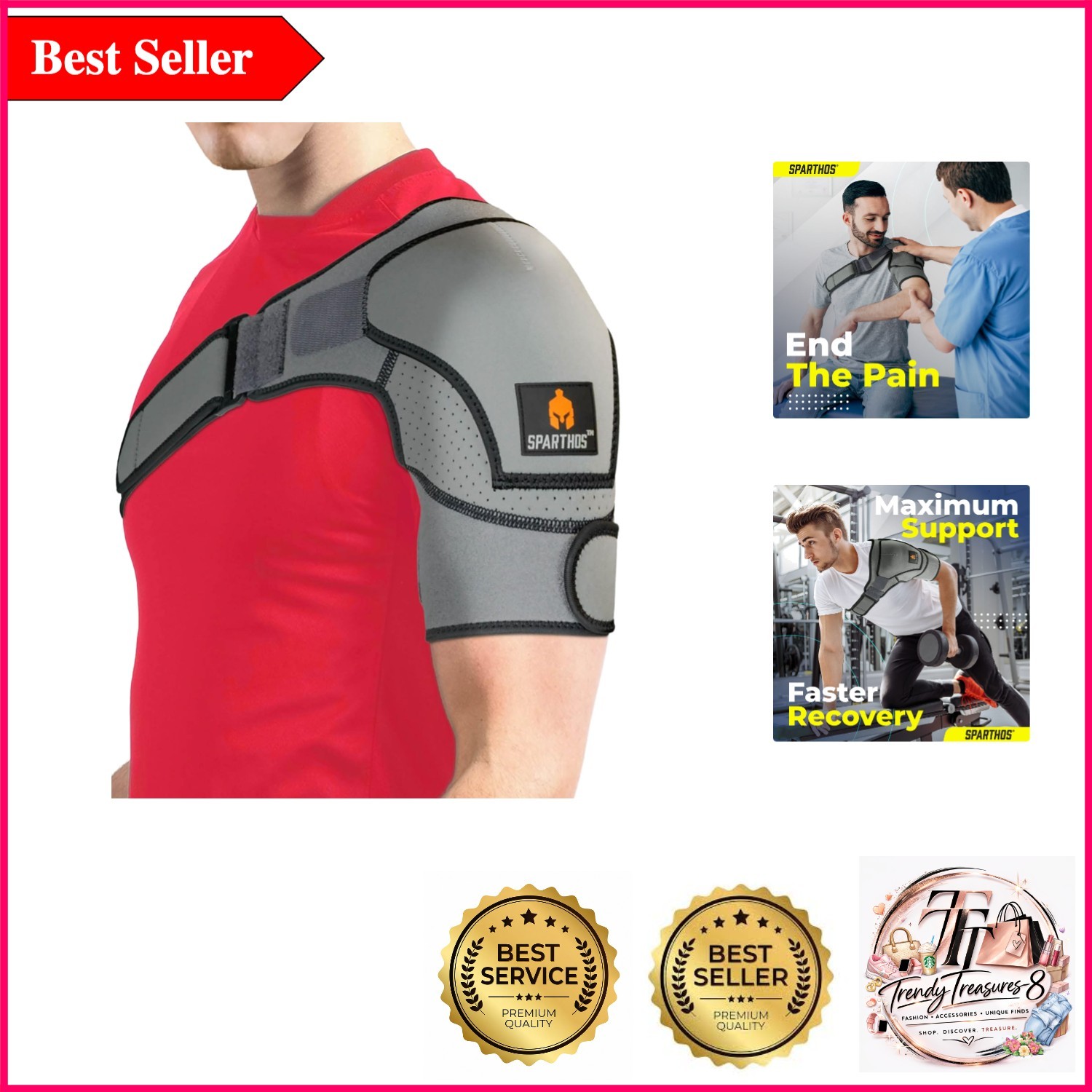 XXL Shoulder Brace Support Sleeve for Rotator Cuff & AC Joint Pain Relief